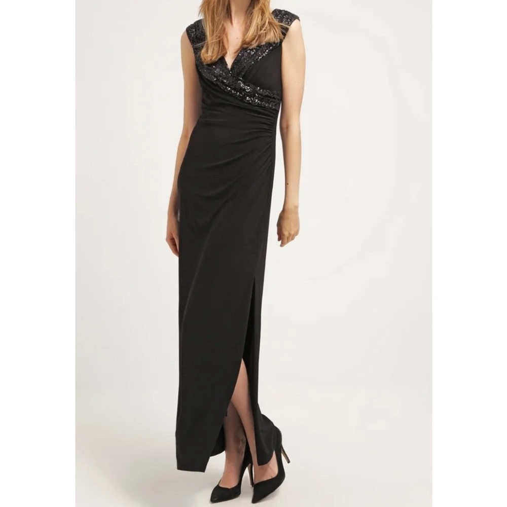 Like New Lauren Ralph Lauren Black Sequin Embellished Maxi Dress - Picture 4 of 15